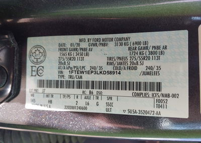2020 Ford F-150 Lariat, Rollover damage, Iaai lot 45168460, photo 9 of 16