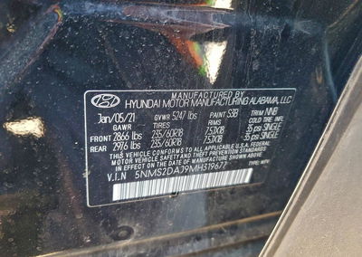 2021 Hyundai Santa Fe Sel, daño Frontal, Copart lote 95029035, foto 13 de 13