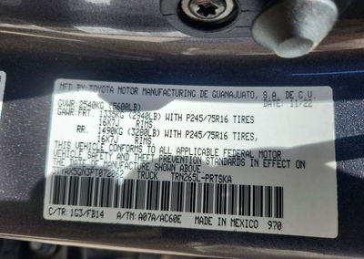 2023 Toyota Tacoma Sr, daño Generalizado, Copart lote 60603126, foto 12 de 13