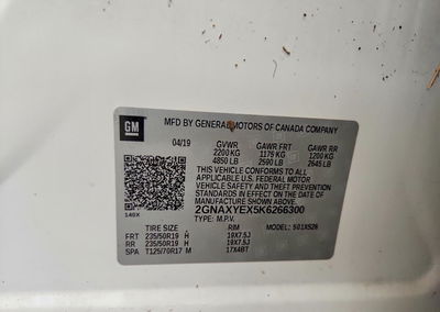2019 Chevrolet Equinox Premier, daño Inundación, Copart lote 51125816, foto 14 de 14