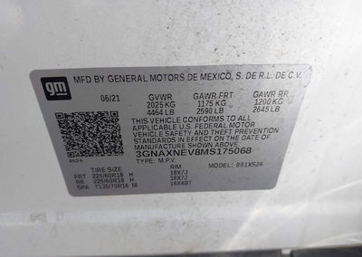 2021 Chevrolet Equinox Fwd Premier, daño Lateral derecho, Iaai lote 45436803, foto 9 de 16