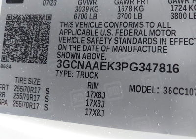 2023 Chevrolet Silverado 1500 2wd  Standard Bed Wt, uszkodzenie: Tył, Iaai lot 45069280, zdjęcie 9 z 16