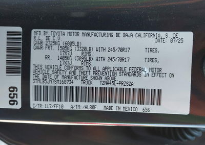 2025 Toyota Tacoma Sr5, daño Front & Rear, Iaai lote 44583839, foto 9 de 20