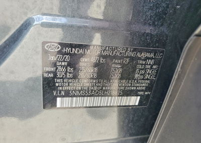 2020 Hyundai Santa Fe Limited, daño Bajos, Copart lote 55729076, foto 12 de 14