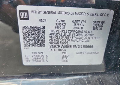 2022 Chevrolet Silverado Ltd C1500 Custom, uszkodzenie: Zalanie, Copart lot 60626546, zdjęcie 12 z 12