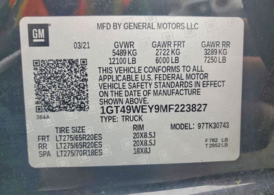 2021 Gmc Sierra K3500 Denali, daño Frontal, Copart lote 54146766, foto 12 de 12