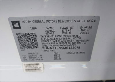 2021 Chevrolet Equinox Awd 2fl, uszkodzenie: Tył, Iaai lot 45493759, zdjęcie 9 z 18