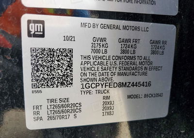 2021 Chevrolet Silverado K1500 Lt Trail Boss, Front End damage, Copart lot 56683006, photo 14 of 16