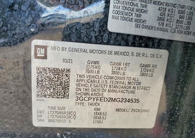 2021 Chevrolet Silverado K1500 Lt Trail Boss, daño Frontal, Copart lote 58640576, foto 12 de 12