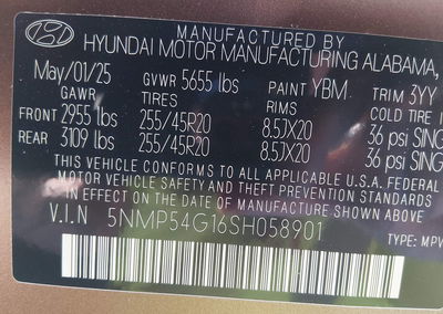 2025 Hyundai Santa Fe Hybrid Calligraphy, daño Frontal, Iaai lote 45097989, foto 9 de 17