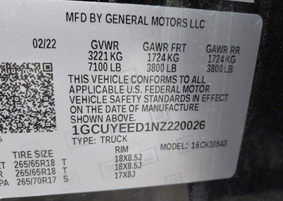 2022 Chevrolet Silverado 1500 Ltd 4wd  Short Bed Rst, daño Interior Burn, Iaai lote 45531665, foto 9 de 16