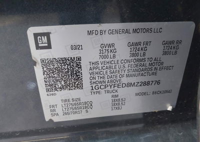 2021 Chevrolet Silverado 1500 4wd  Short Bed Lt Trail Boss, daño Frontal, Iaai lote 45189091, foto 9 de 18