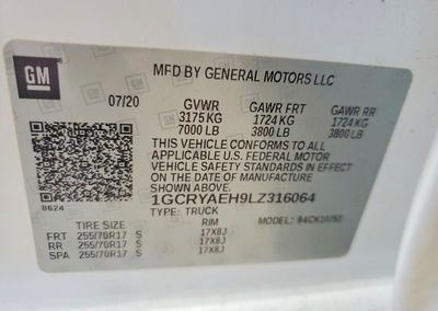 2020 Chevrolet Silverado K1500, пошкодження: Передня частина, Copart лот 61301746, фото 12 з 12