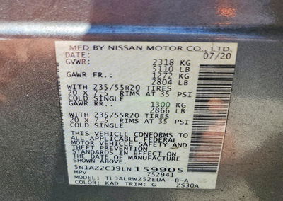 2020 Nissan Murano Sl, Front End damage, Copart lot 60493566, photo 13 of 14