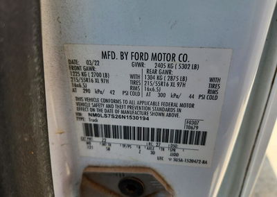 2022 Ford Transit Connect Xl Delivery Van, daño Frontal, Copart lote 54842286, foto 14 de 14