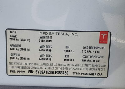 2020 Tesla Model S Long Range Dual Motor All-wheel Drive/long Range Plus Dual Motor All-wheel Drive, uszkodzenie: Prawy