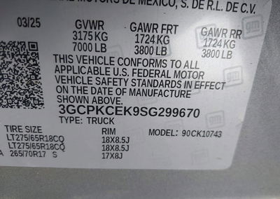 2025 Chevrolet Silverado 1500 4wd  Standard Bed Custom Trail Boss, uszkodzenie: Prawy przód, Iaai lot 45322761, zdjęcie 9 z