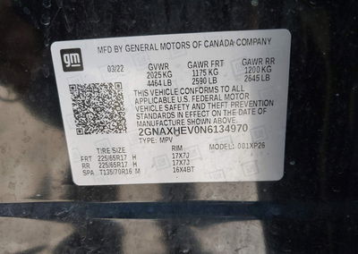 2022 Chevrolet Equinox Fwd Ls, Front End damage, Iaai lot 45095688, photo 9 of 16