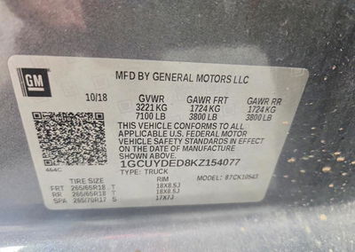 2019 Chevrolet Silverado K1500 Lt, uszkodzenie: Zalanie, Copart lot 61583666, zdjęcie 12 z 12