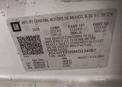 2021 Chevrolet Silverado 1500 4wd  Short Bed Rst, daño Frontal, Iaai lote 45396780, foto 9 de 16