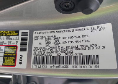 2022 Toyota Tacoma Sr, uszkodzenie: Prawy przód, Iaai lot 45274258, zdjęcie 9 z 16