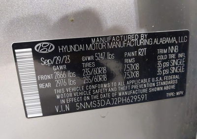 2023 Hyundai Santa Fe Sel, Front & Rear damage, Iaai lot 45425292, photo 9 of 22