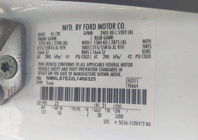 2020 Ford Transit Connect Xl, daño Trasero, Iaai lote 45531709, foto 9 de 17