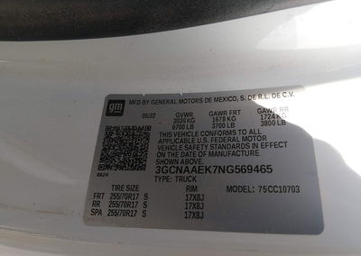 2022 Chevrolet Silverado 1500 2wd  Standard Bed Wt, daño Lateral izquierdo, Iaai lote 45003220, foto 9 de 18