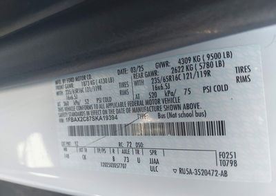 2025 Ford Transit-350 Passenger Van Xlt, daño Frontal, Iaai lote 45713848, foto 9 de 17