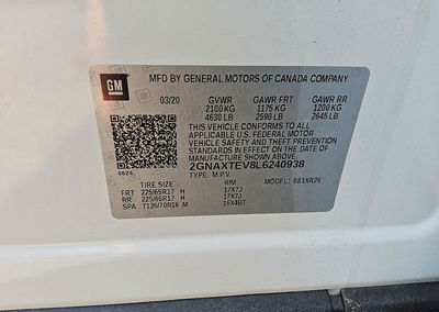 2020 Chevrolet Equinox Lt, Normal Wear damage, Copart lot 46207226, photo 13 of 14