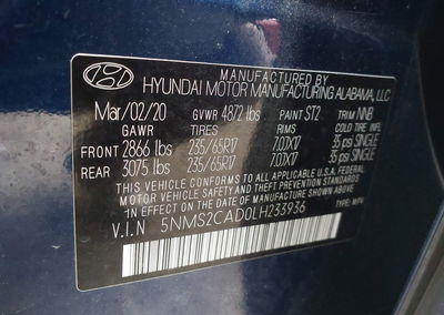 2020 Hyundai Santa Fe Se, daño Frontal, Iaai lote 45357778, foto 9 de 17