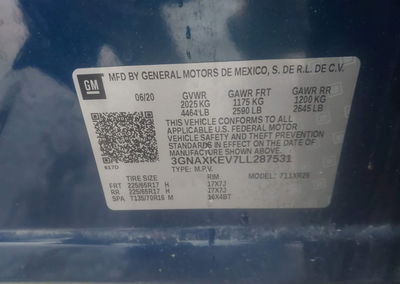 2020 Chevrolet Equinox Fwd Lt 1.5l Turbo, uszkodzenie: Tył, Iaai lot 44695345, zdjęcie 9 z 18