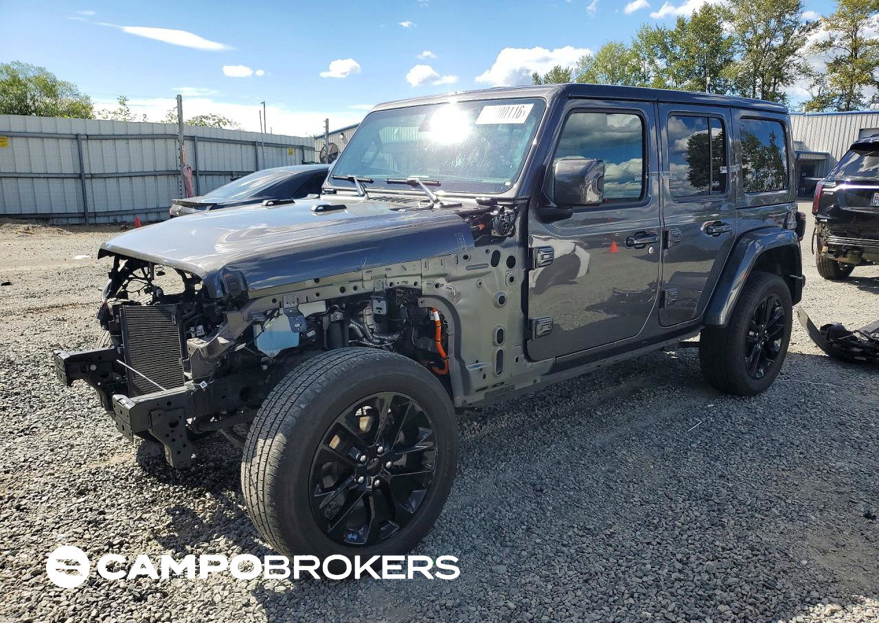 2021 Jeep Wrangler Unlimited Sahara 4xe, daño Frontal, Copart lote 63000116