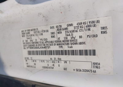 2020 Ford Transit-350 Cargo Van, daño Normal Wear & Tear, Iaai lote 45727357, foto 9 de 16