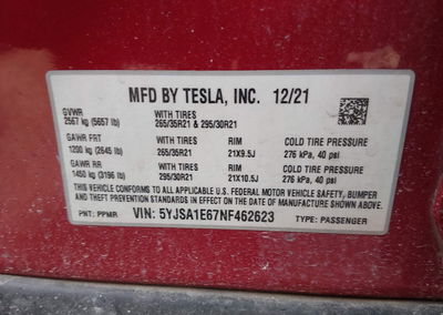 2022 Tesla Model S Plaid Tri Motor All-wheel Drive, uszkodzenie: Engine Damage, Iaai lot 45633038, zdjęcie 9 z 20