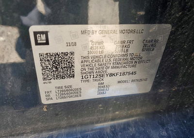 2019 Gmc Sierra K2500 Denali, uszkodzenie: Przód, Copart lot 58489686, zdjęcie 12 z 12