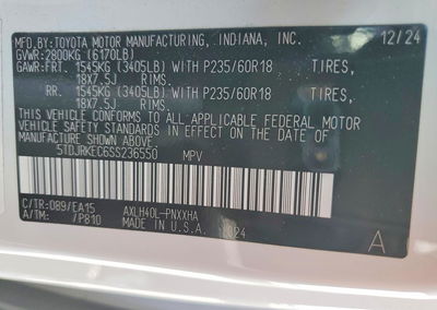 2025 Toyota Sienna Xle 7-passenger, uszkodzenie: Przód, Copart lot 58152076, zdjęcie 14 z 14