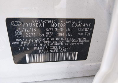 2019 Hyundai Ioniq Hybrid Blue, daño Normal Wear & Tear, Iaai lote 45387020, foto 9 de 17