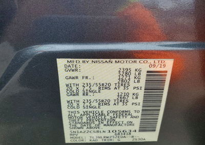 2020 Nissan Murano Sl, daño Frontal, Copart lote 53467826, foto 13 de 15