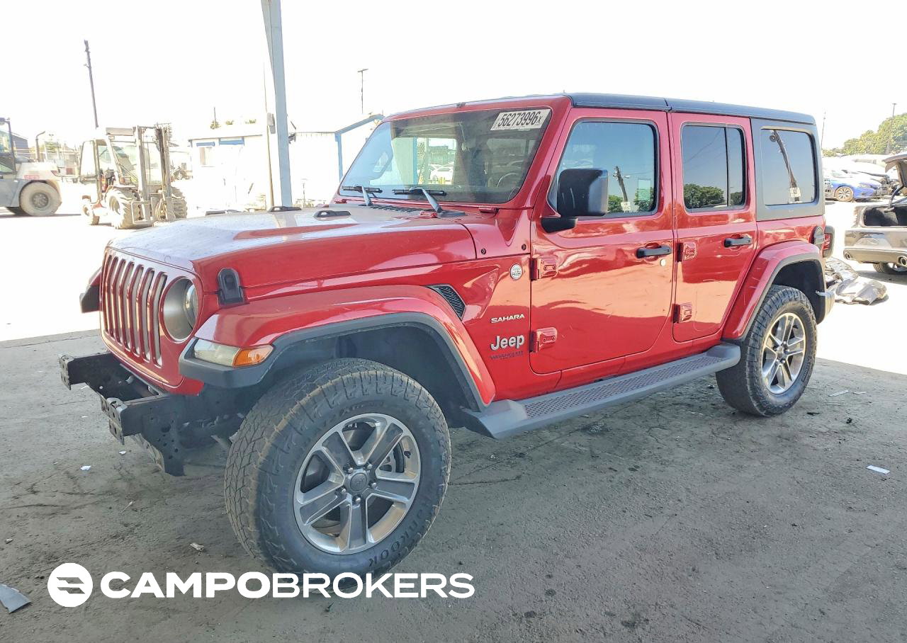 2020 Jeep Wrangler Unlimited Sahara, Front End damage, Copart lot 56273996