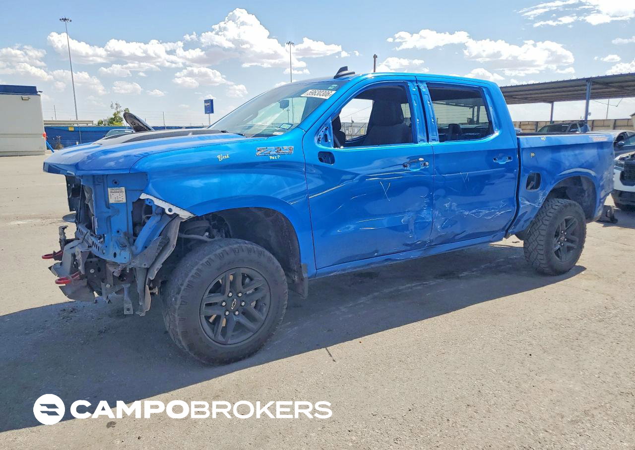 2023 Chevrolet Silverado K1500 Trail Boss Custom, Front End damage, Copart lot 59630306