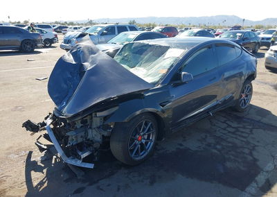 2022 Tesla Model 3 Long Range Dual Motor All-wheel Drive, daño Frontal derecho, Iaai lote 44607584, foto 2 de 6