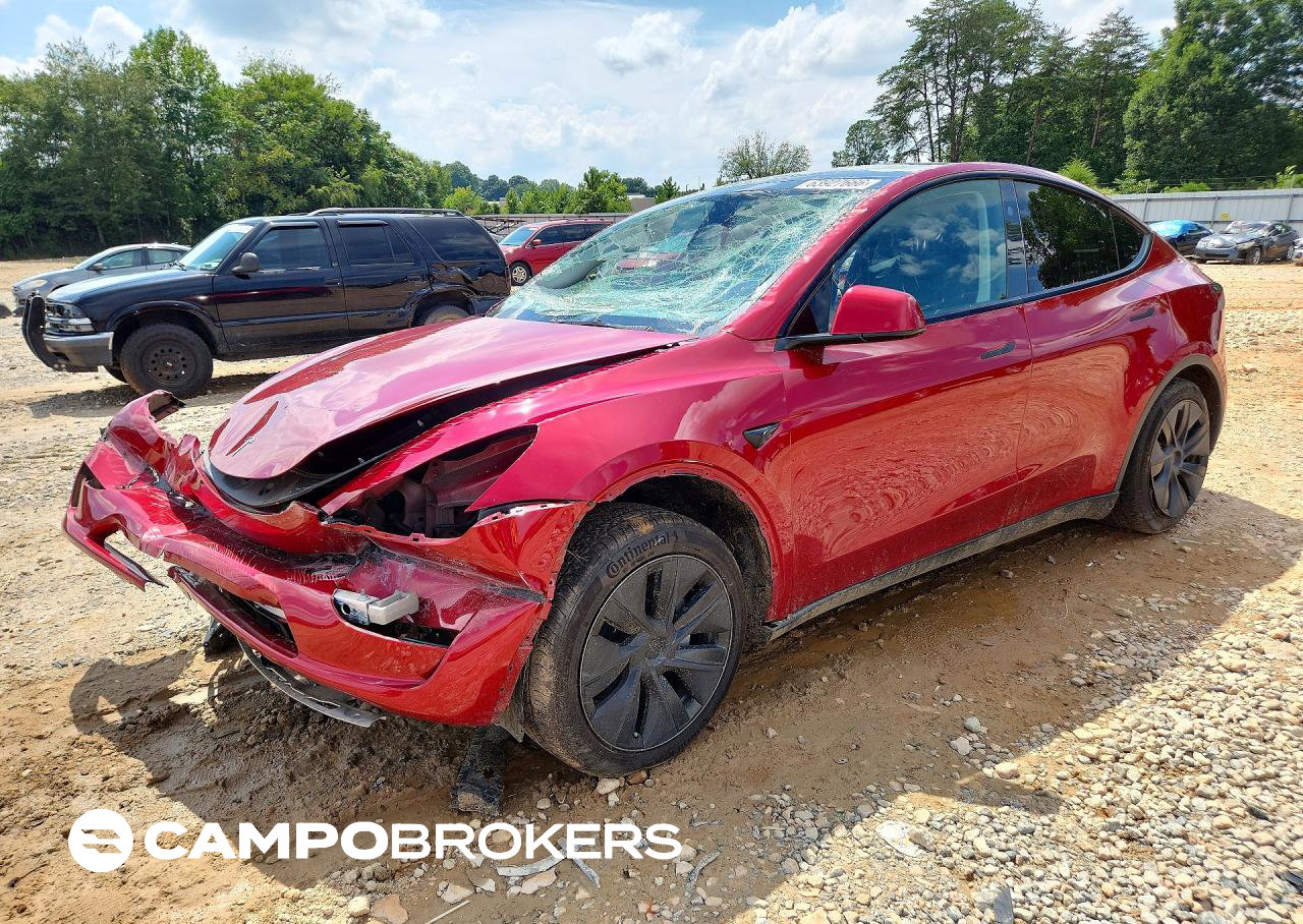 2025 Tesla Model Y, Front End damage, Copart lot 63927666