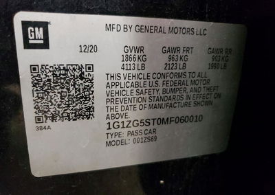 2021 Chevrolet Malibu Rs, daño Mecánico, Copart lote 68770206, foto 12 de 12