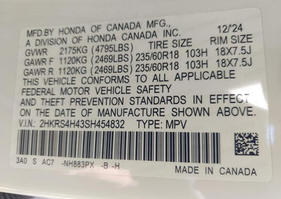 2025 Honda Cr-v Ex Awd, daño Frontal, Iaai lote 45459876, foto 9 de 18