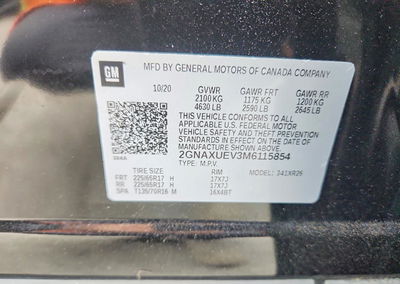 2021 Chevrolet Equinox Lt, Front End damage, Copart lot 53160056, photo 13 of 15