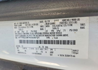 2019 Ford Transit T-250, uszkodzenie: Przód, Copart lot 68368336, zdjęcie 13 z 13