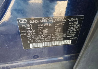 2019 Hyundai Santa Fe Limited 2.0t, uszkodzenie: Grad, Copart lot 47995796, zdjęcie 13 z 13