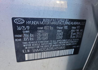 2020 Hyundai Santa Fe Se, daño Frontal, Copart lote 68491696, foto 13 de 15