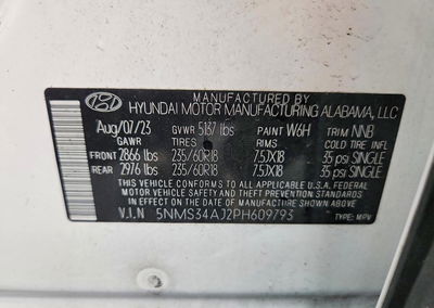 2023 Hyundai Santa Fe Sel Premium, daño Frontal, Copart lote 67439076, foto 13 de 13